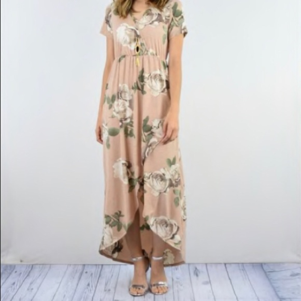 High low blush wrap floral dress, XL